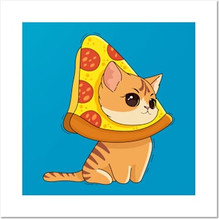 Cat and pizza Posters and Art